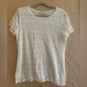 Vintage Dressbarn Cream Lace Short Sleeve Top